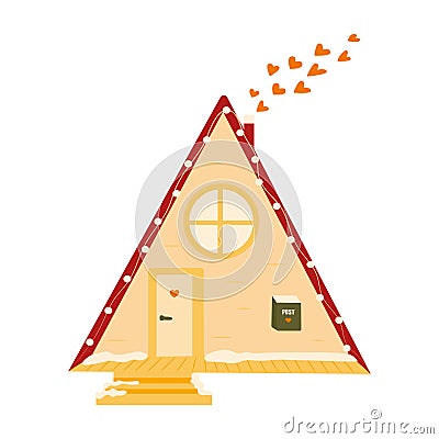 Cute house with a mailbox and hearts. Vector Vector Illustration