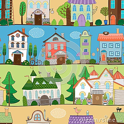 Cute houses castles and establishments design Vector Illustration