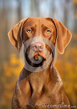Cute Hungarian pointer dog portrait.(Vizsla) Stock Photo