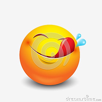 Cute hungry emoticon, emoji, smiley - illustration Vector Illustration