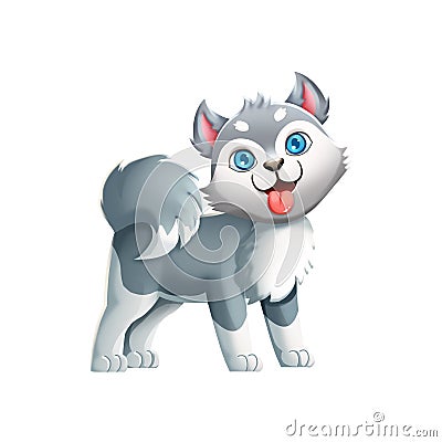 Cute Husky Dog! Video Game`s Digital CG Artwork Stock Photo