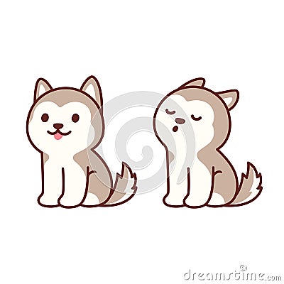 Cute husky puppy howling Vector Illustration