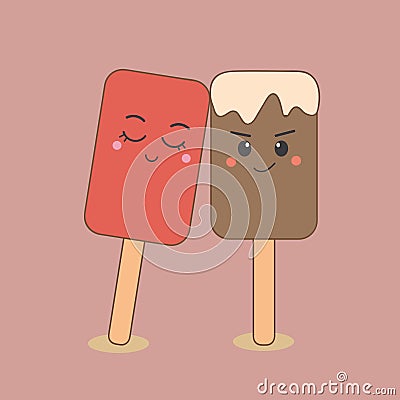 Cute ice cream stick couple Stock Photo