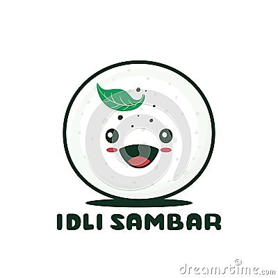 Cute idli sambar food. vector cartoon illustration Vector Illustration