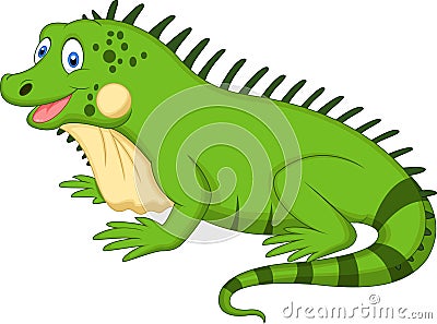 Cute iguana cartoon Vector Illustration