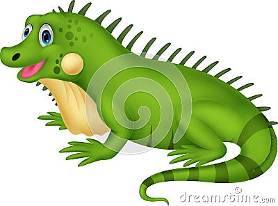 Cute iguana cartoon Vector Illustration