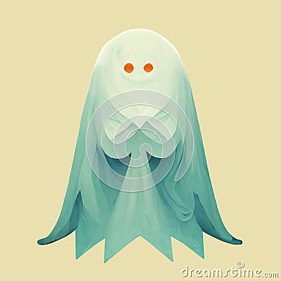 Cute illustrated ghost. Fairy tale character. Simple picture. Halloween illustration. Digital illustration based on Cartoon Illustration