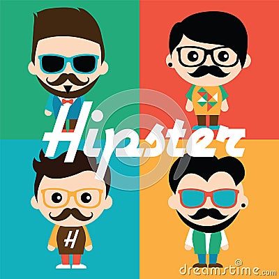 Cute illustration of characters in hipsters Vector Illustration