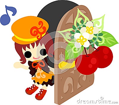 The cute illustration of cherry objects Vector Illustration