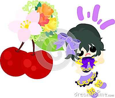 The cute illustration of cherry objects Vector Illustration
