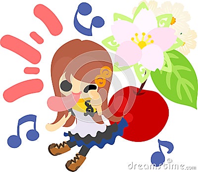 The cute illustration of cherry objects Vector Illustration