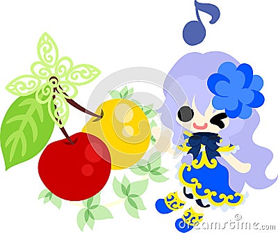 The cute illustration of cherry objects Vector Illustration