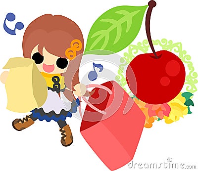 The cute illustration of cherry objects Vector Illustration