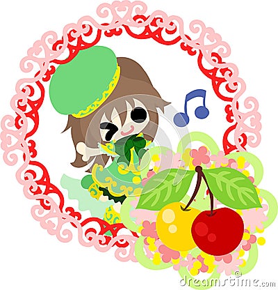 The cute illustration of cherry objects Vector Illustration