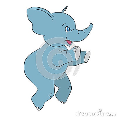 Jumping enthusiastic elephant Vector Illustration