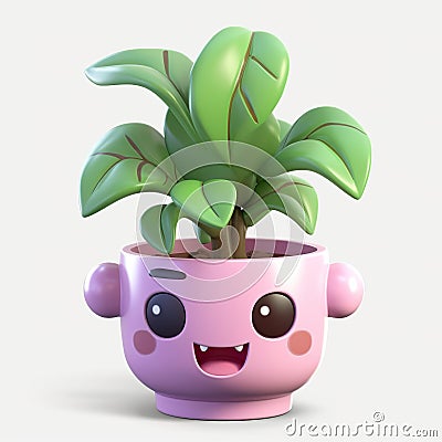 Cute illustration small plant in pot colorful color background Cartoon Illustration