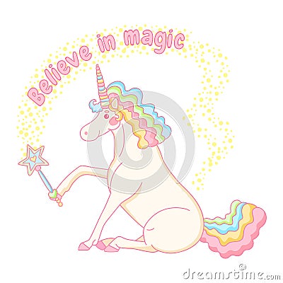 Cute illustration with unicorn Cartoon Illustration