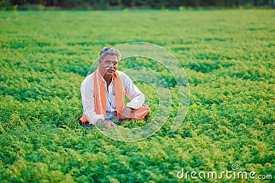 Cute Indian baby boy playing at gardenIndian farmer at the chickpea field Stock Photo