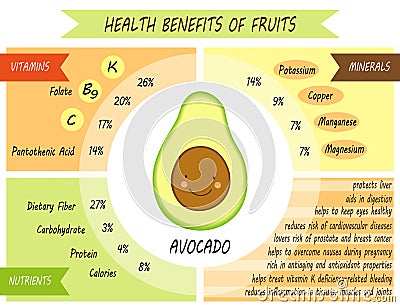 Cute infographic page of Health Benefits of fruits Vector Illustration