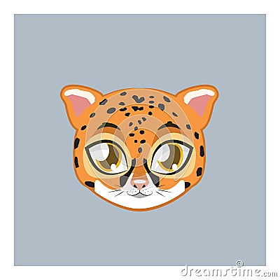 Cute jaguar avatar with flat colors Vector Illustration