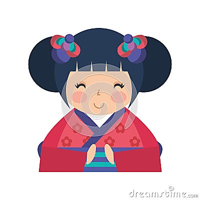 Cute japanese doll icon Vector Illustration