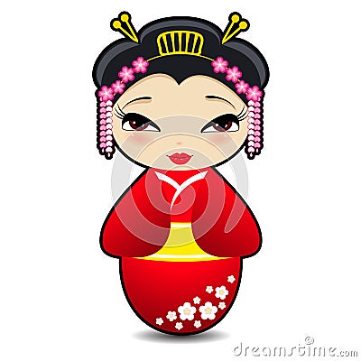 Cute Japanese doll Vector Illustration