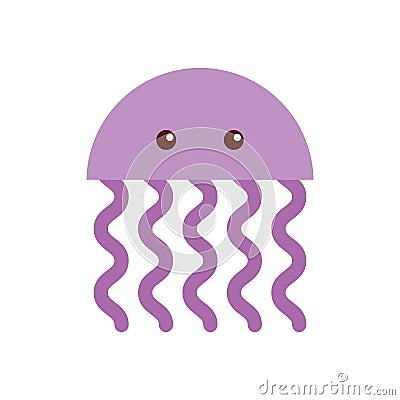 Cute jellyfish sealife icon Vector Illustration