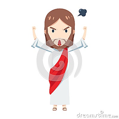 Cute Jesus Christ is feeling angry Vector Illustration