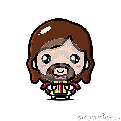 cute jesus christ gift giving Vector Illustration