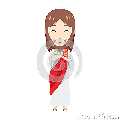 Cute Jesus is giving an applause. Isolated Vector Illustration Vector Illustration