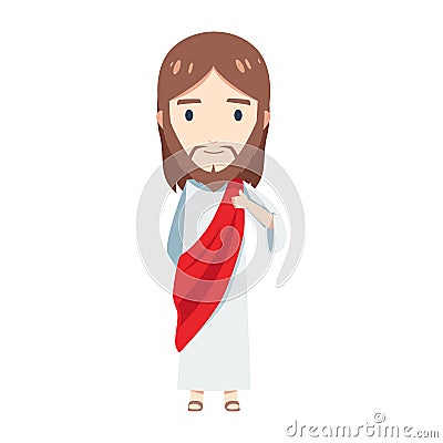 Cute Jesus is giving a thumb. Isolated Vector illustration Vector Illustration