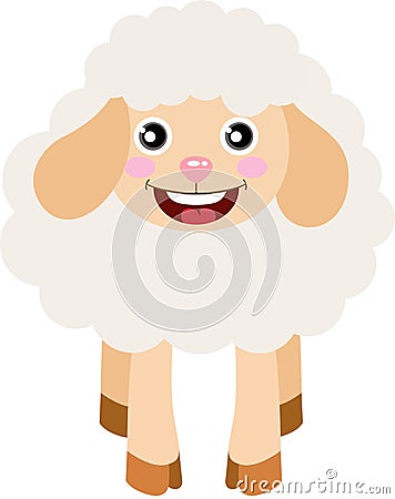 Cute joyful lamb isolated on white Vector Illustration