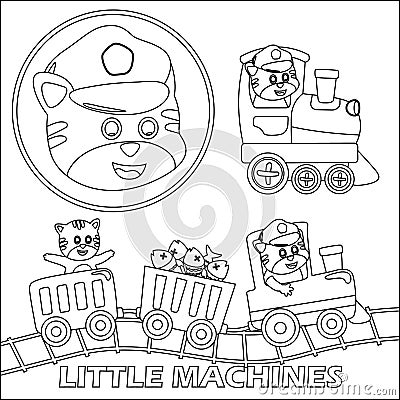Cute junior machines. Cartoon hand drawn vector illustration. Cartoon isolated vector illustration, Creative vector Childish Vector Illustration