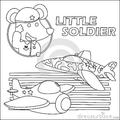 Cute junior soldier. Cartoon hand drawn vector illustration. Cartoon isolated vector illustration, Creative vector Childish design Vector Illustration