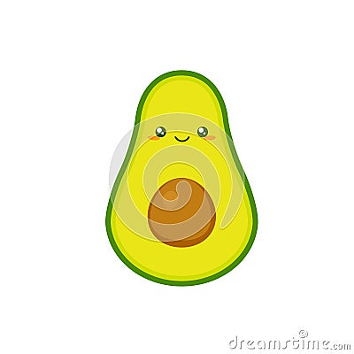 Cute kawaii avocado icon Vector Illustration