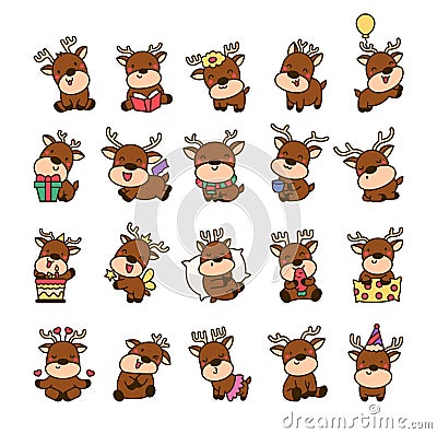 Cute kawaii deer character Vector Illustration