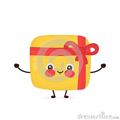 Cute kawaii happy smiling present Vector Illustration