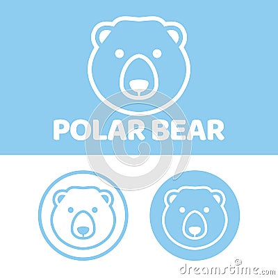 Cute Kawaii head polar bear Mascot Cartoon Logo Design Icon Illustration Character vector art. for every category of business, Vector Illustration