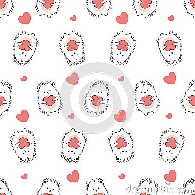 cute kawaii hedgehog cartoon character seamless pattern Vector Illustration