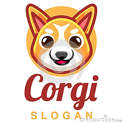 Cute Kawaii Puppy Pembroke Welsh Sable Corgi Dog Mascot Cartoon Logo Design Icon Illustration Character Hand Drawn. Suitable for Vector Illustration