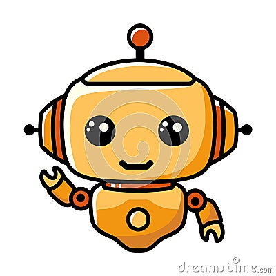 Cute kawaii robot character. Friendly chat bot assistant for online applications. Vector Illustration