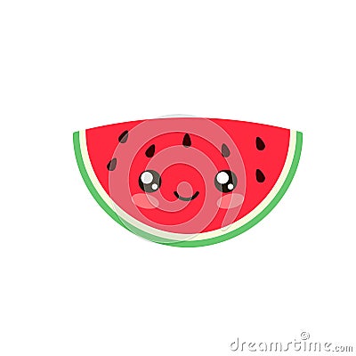 Cute kawaii watermelon icon Vector Illustration