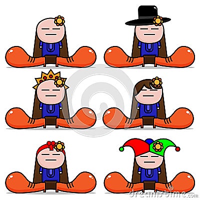 Cute Kid And Orange Shoes Character Vector Design Pack Vector Illustration