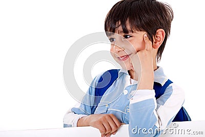 Cute kid thinking Stock Photo