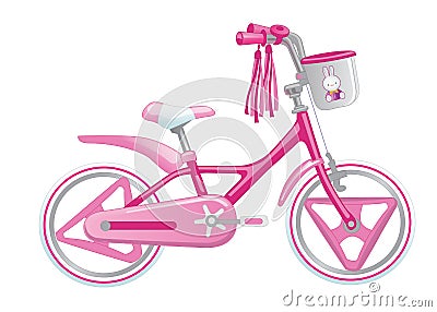 Cute kids bicycle for a girl illustration isolated on white background Cartoon Illustration