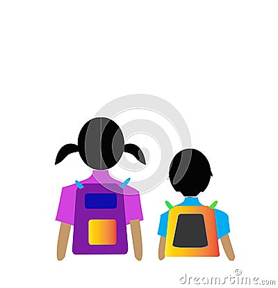 Cute kids brother and sister Vector Illustration