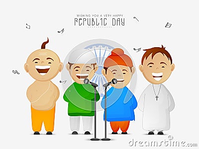 Cute kids celebrating Indian Republic Day. Stock Photo