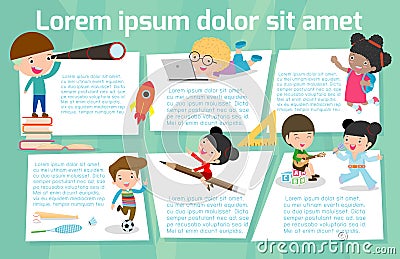 Cute kids education, back to school background, Template for advertising brochure,your text, ready for your message. Vector Vector Illustration