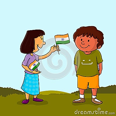 Cute kids for Indian Independence Day. Stock Photo