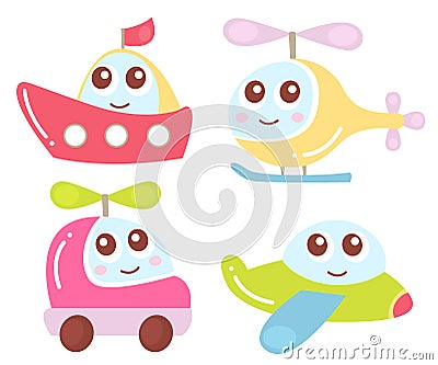 Cute kids transport collection. Vector illustration. Vector Illustration